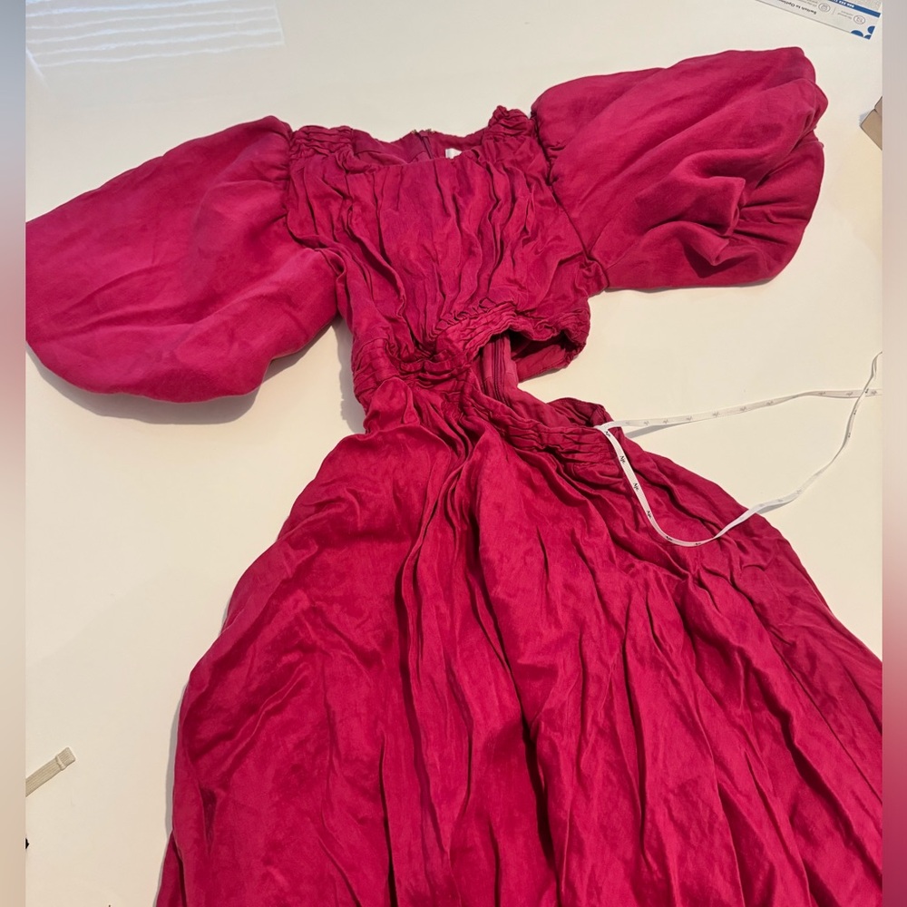 Aje Mimosa Cutout Midi Dress hot pink